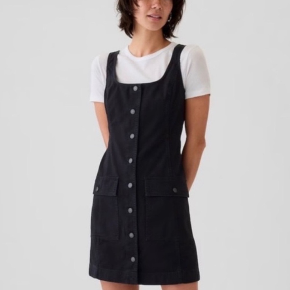 NWT GAP Black Denim Cargo Jumper Dress